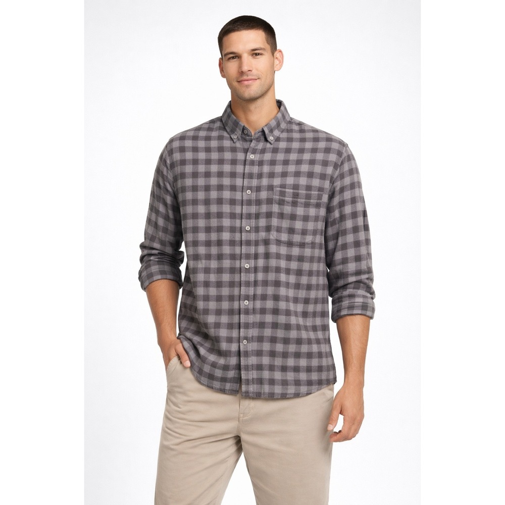 Croft & Barrow Men's XXL‎ Brown Plaid Checkered Flannel Button Down Shirt